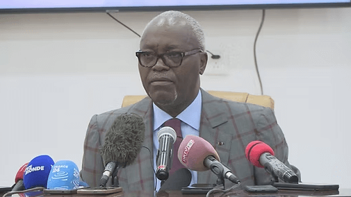 Congo Sports Minister Hugues Ngouelondele fields questions at a news conference in file photo FIFA allows Congo to play World Cup qualifiers after March ban