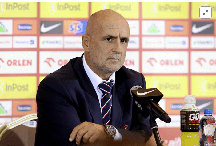 Poland coach Michal Probierz fields questions at a news conference in file photo. Lewandowski to skip Poland stint, may miss FIFA World Cup 2026