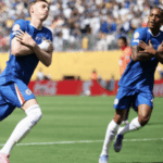 Cole Palmer (left) and Joao Pedro (right) display the "shrug" look as they celebrate The Blues' 3-0 win over PSG to win the FIFA Club World Cup 2025 title on Sunday. Chelsea vs PSG final sees Palmer brace key Blues' CWC title win
