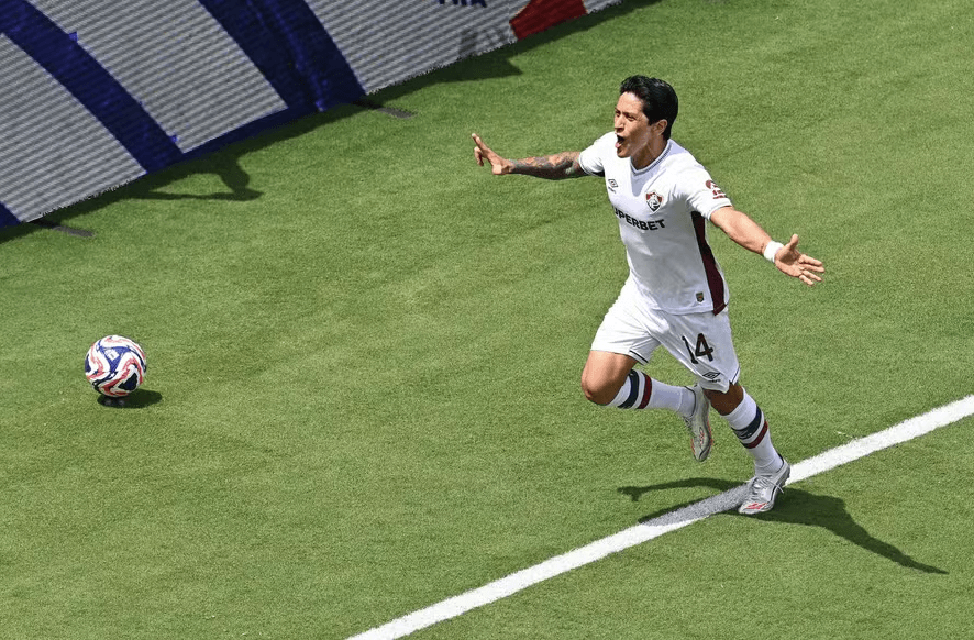 German Cano raises his arms and runs to the pitch after he scored the opening goal three minutes upon the match for Fluminense vs Inter Milan in a FIFA Club World Cup 2025 match on Monday. Inter vs Fluminense ends in Brazilian upset in Club World Cup