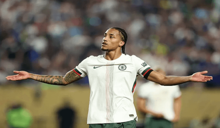 Brazilian forward Joao Pedro raises his arms after he scored two goals for Chelsea against Fluminense in the FIFA Club World Cup 2026 semifinals on Tuesday. Fluminense vs Chelsea has Joao Pedro lead Blues to CWC final