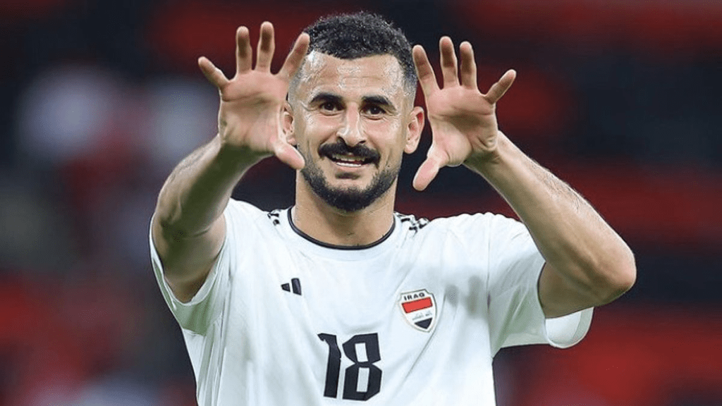 Aymen Hussein has led Iraq with eight goals in 13 matches. Photo courtesy of Instagram (@aymenhussen9)