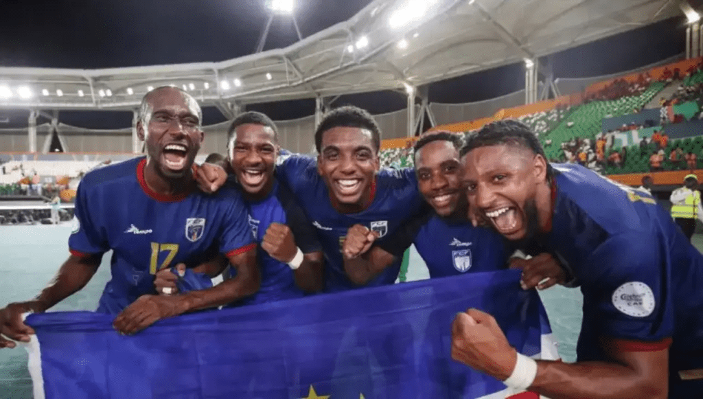 Cape Verde players celebrate after their country reached the FIFA World Cup 2026 for the first time in history.