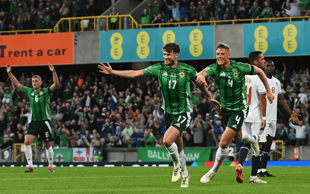 Northern Ireland (shirts in green) players were all smiles after they defeated Luxembourg, 3-1 on September 5, 2025.