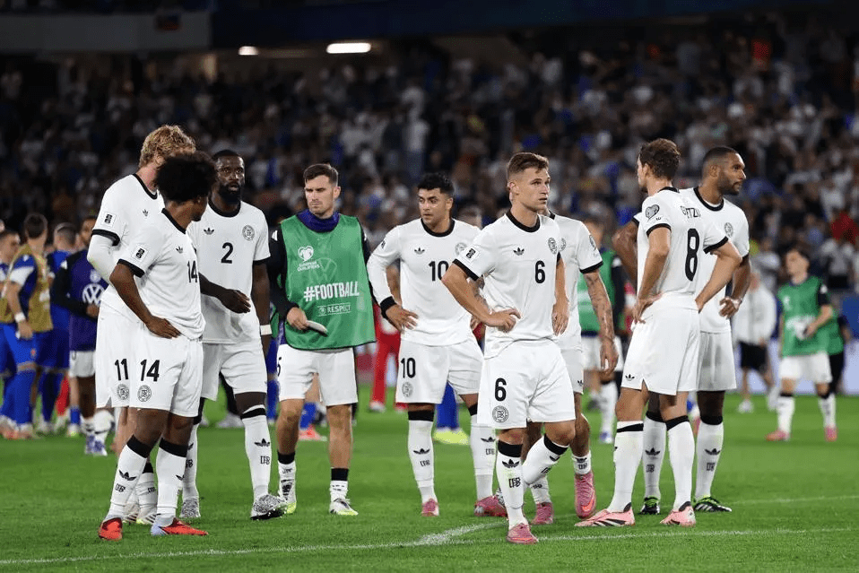 German players were dejected after absorbing a stunning 2-0 loss to Slovakia in their Septemer UEFA World Cup Qualifiers match.